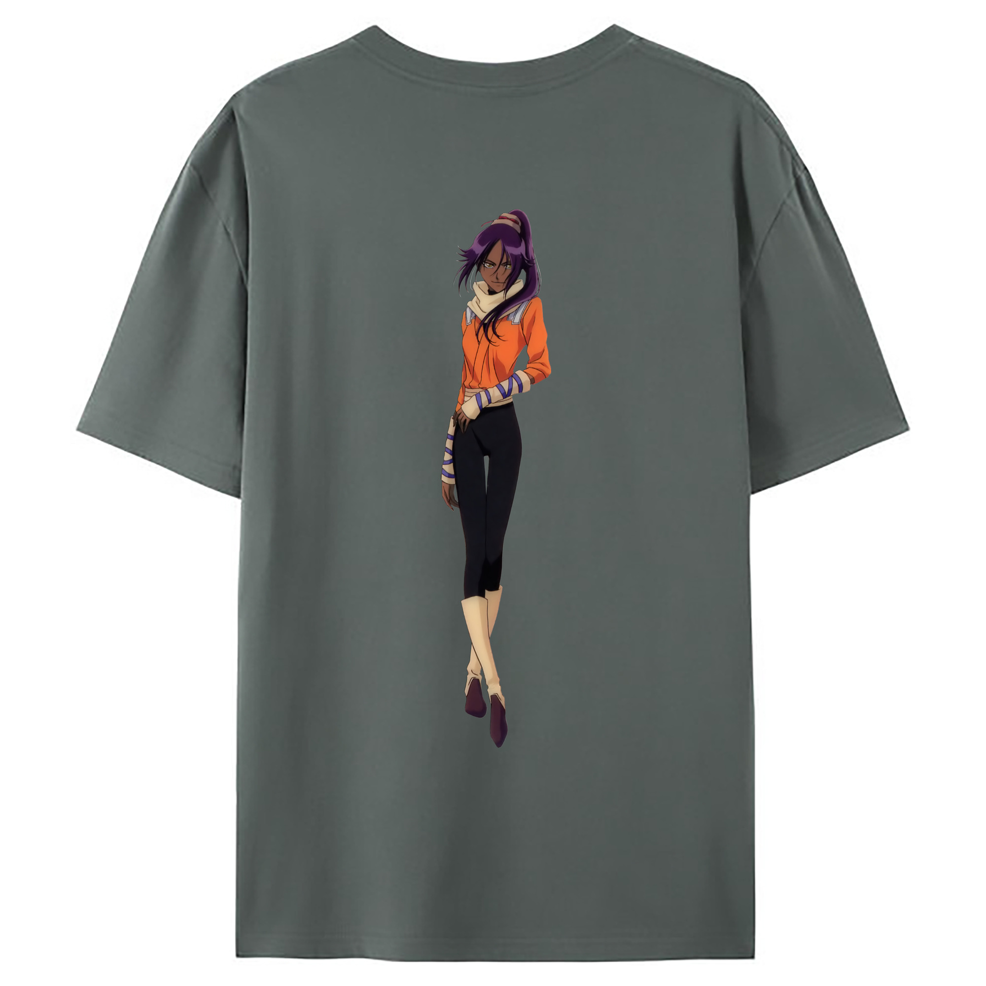 （画像用） ブリーチ 四楓院 夜一（しほういん よるいち） BLEACH Shihouin Yoruichi 綿100％ メンズ半袖Tシャツ（バックプリント） 通気性